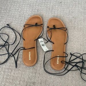 Flat Tie Up Sandals from Express size 9